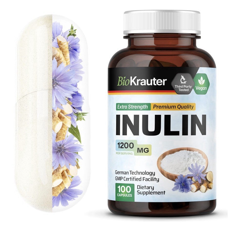 BIO KRAUTER Inulin 1200 MG from Chicory Root in Capsules Probiotic Finer 100caps