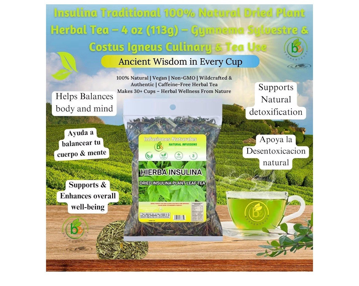 B-Experts Hierba Insulina Dried Insulina Plant Leaf Tea Costus Igneus 4oz 
