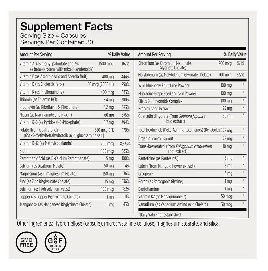 Momentous Essential Multi Foundational Multivitamin for Women & Men 120 Capsules