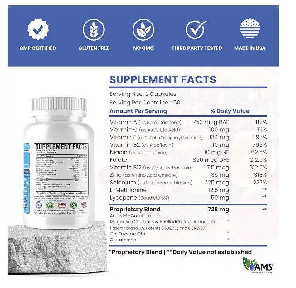 America Medic & Science MFS Plus Fertility Supplement for Men Sperm Booster 120c