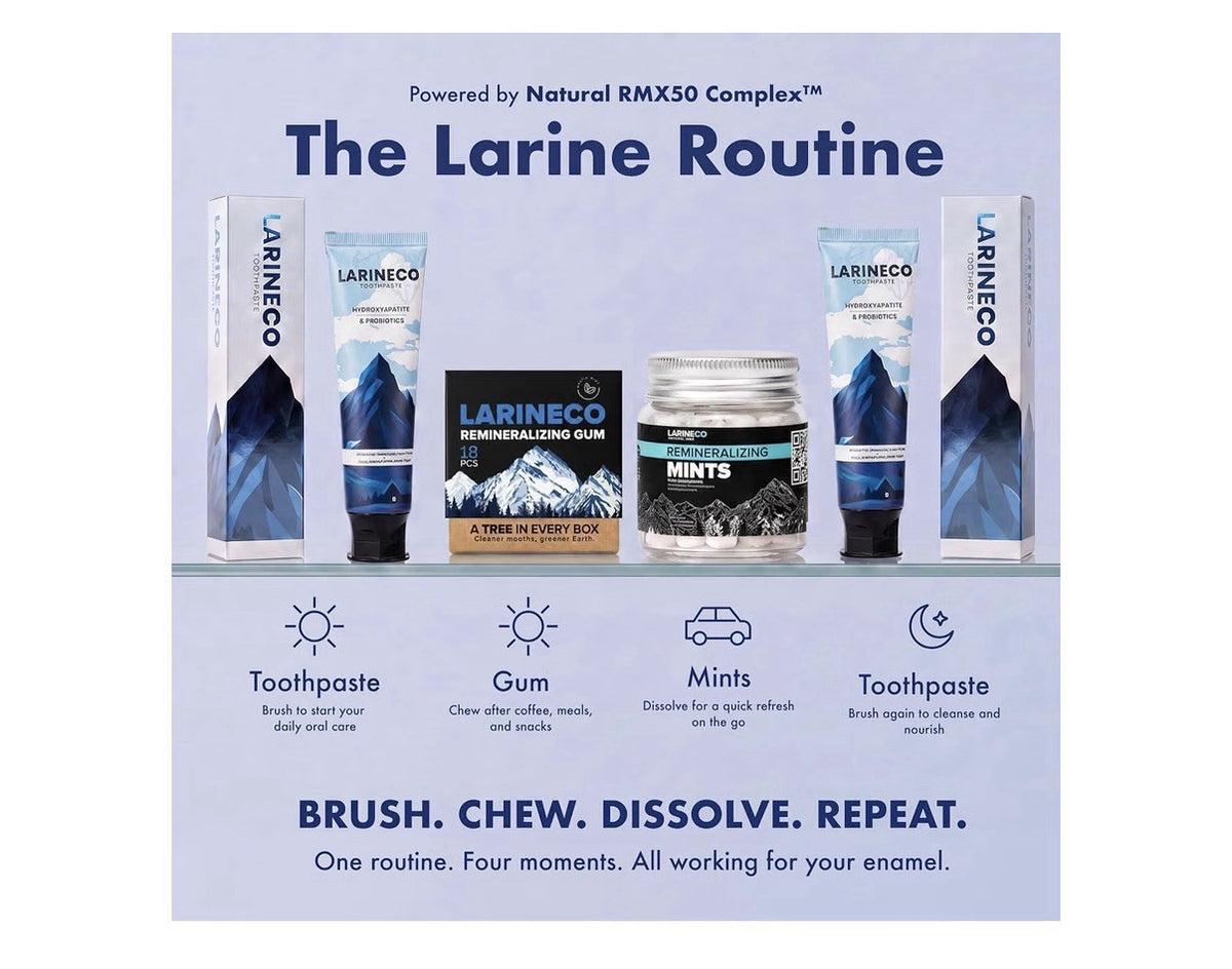 Larineco Remineralizing Gum Hydroxyapatite Xylitol Gum Mint Flavor 2 Pack