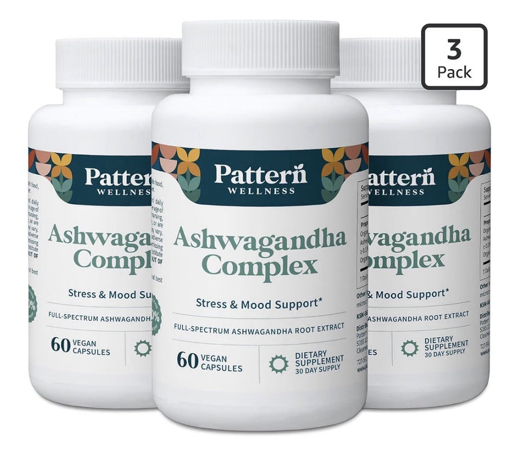 3Pack Pattern Wellness Ashwagandha Complex Stress & Mood Support for Men & Women