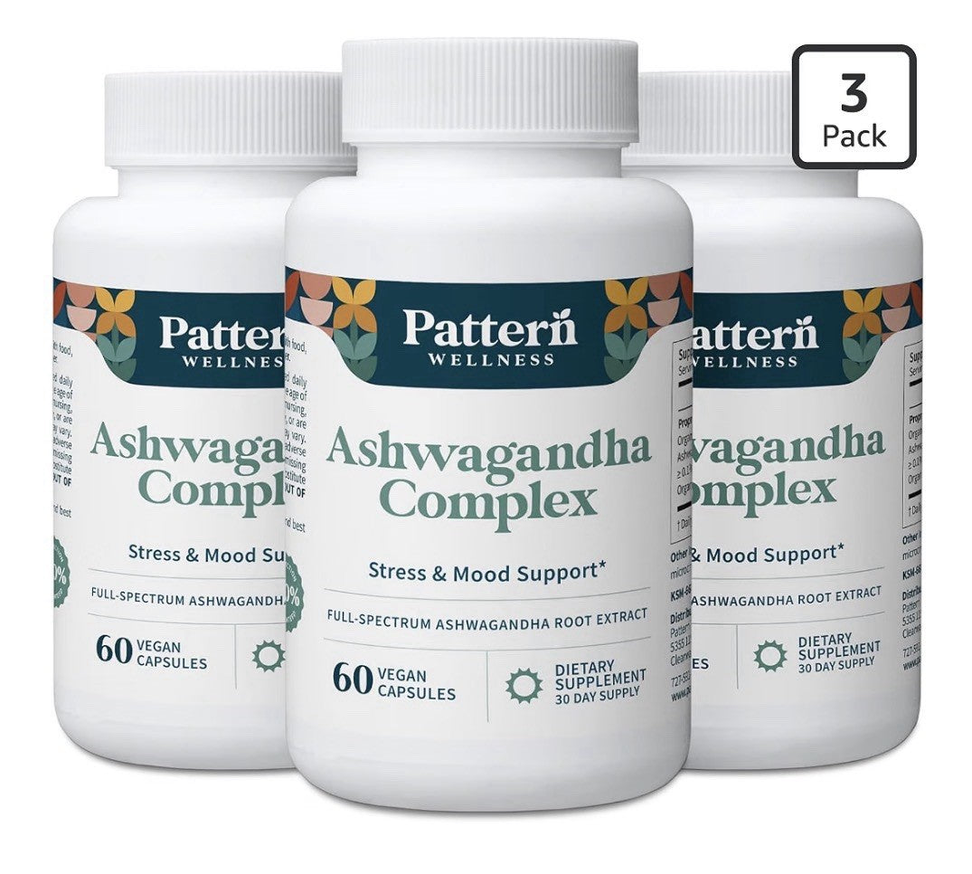 3Pack Pattern Wellness Ashwagandha Complex Stress & Mood Support for Men & Women