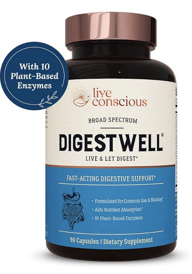 Live Conscious DigestWell Fast-Acting Digestive Support Gas & Bolting 90 Capsule
