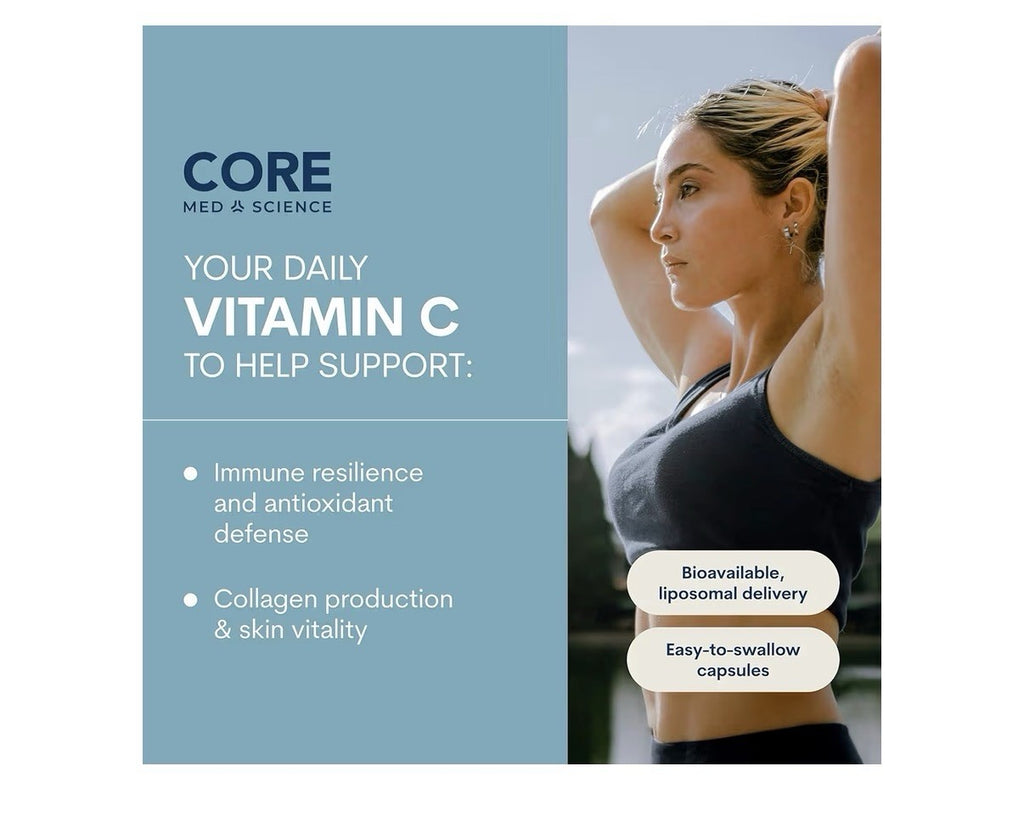 Core Med Science Liposomal Vitamin C 1000mg Immune Collagen Support 180 Capsules
