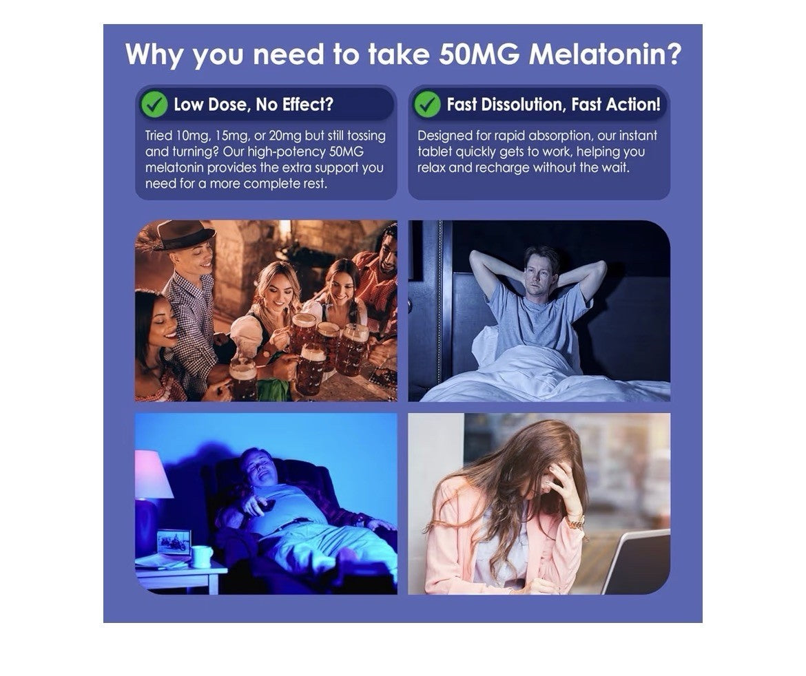 2 Pack NEVISS Melatonin 50 mg With MSM, Magnesium, Vitamin D3 Fast Acting