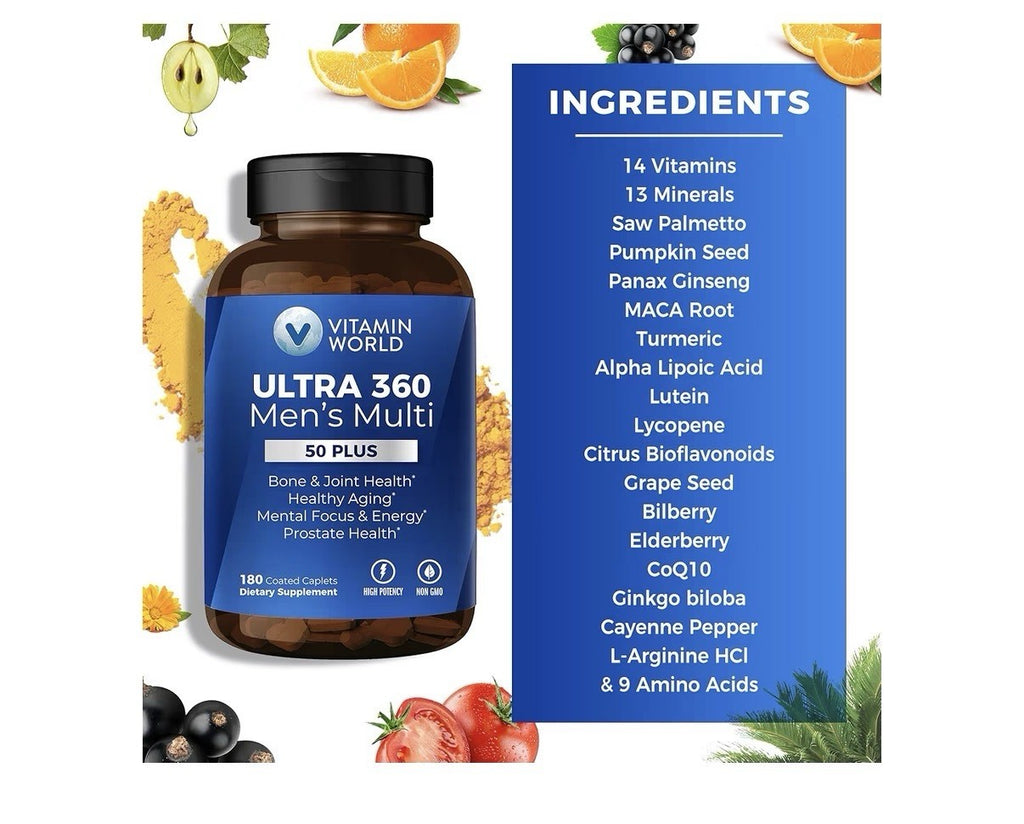 Vitamin World Ultra 360 Men’s Multi 50 Plus Multivitamin For Men 180 Capsules