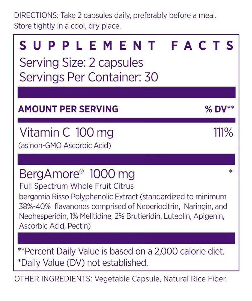 NAOMI Italian Citrus Bergamot 1000mg Extra Strength Supports Cholesterol 60 Caps
