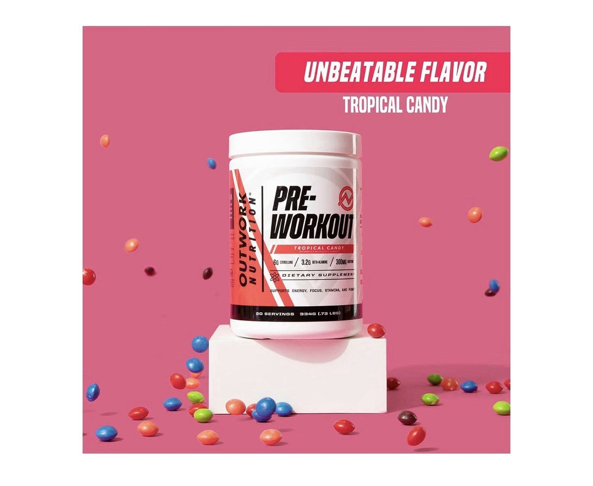 Outwork Nutrition Preworkout Energy Focus Stamina And Pump Tropical Candy Flavor