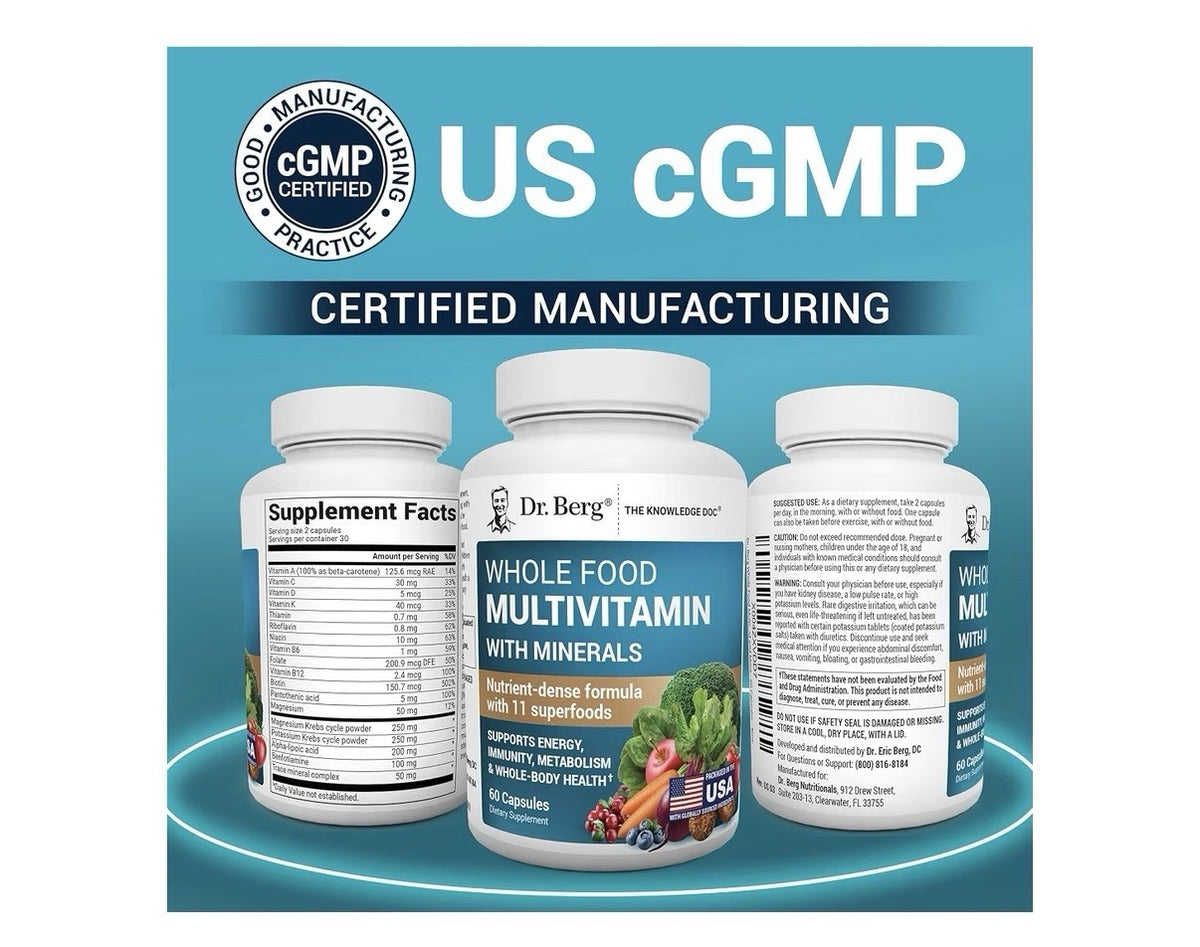 Dr. Berg Whole Food Multivitamin with Minerals Supports Whole Body Health 60caps
