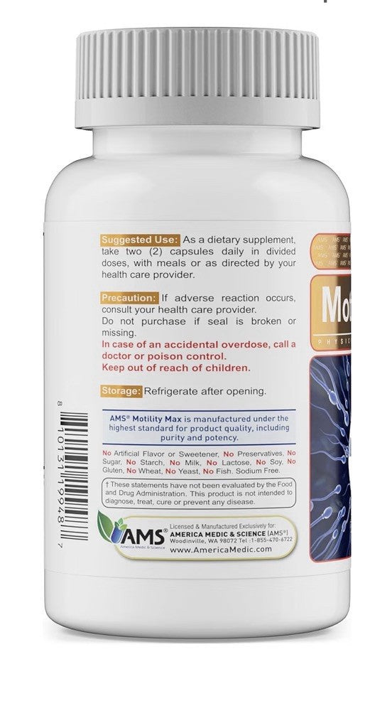 America Medic & Science Motility Max Booster Formula Sperm Motility 60 Capsules