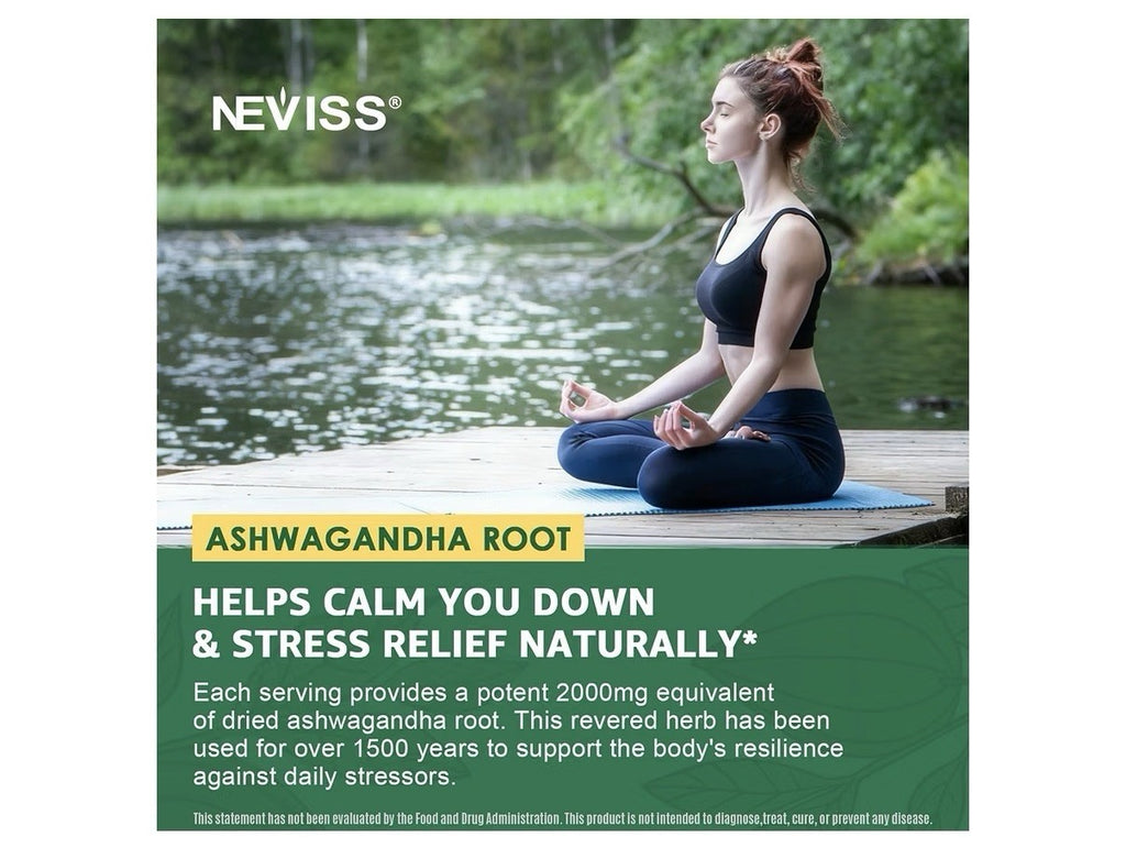 NEVISS Ashwagandha Root Extract Gummies with L-Theanine Calm Relaxation 60gumies