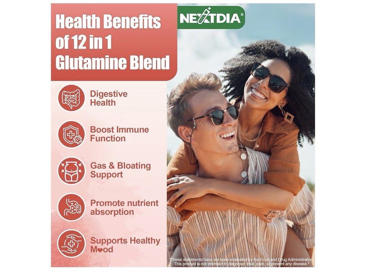 2 Pack Nextdia L-Glutamine 1200mg Gummies Leaky Gut Immune Digestive Support