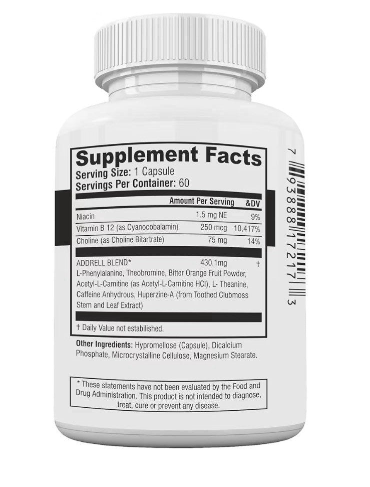 2 Pack Addrell Energy Stimulant Natural Nootropic Brain Boost Energy Focus