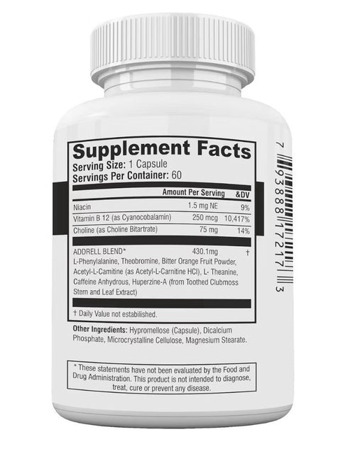 2 Pack Addrell Energy Stimulant Natural Nootropic Brain Boost Energy Focus