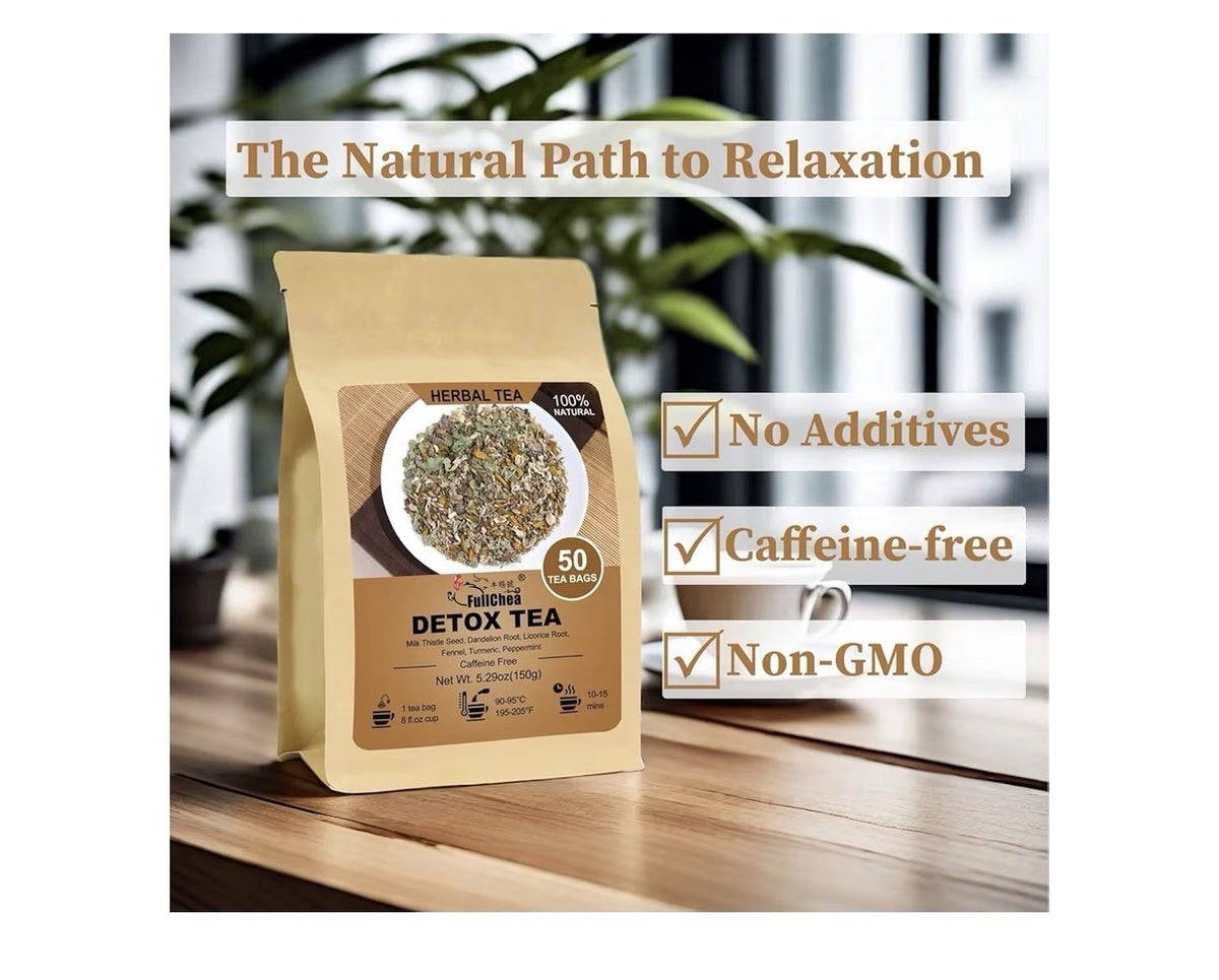 FullChea Detox Tea Liver Detox Tea Liver Cleanse Tea 50 TeaBags Natural Herbal