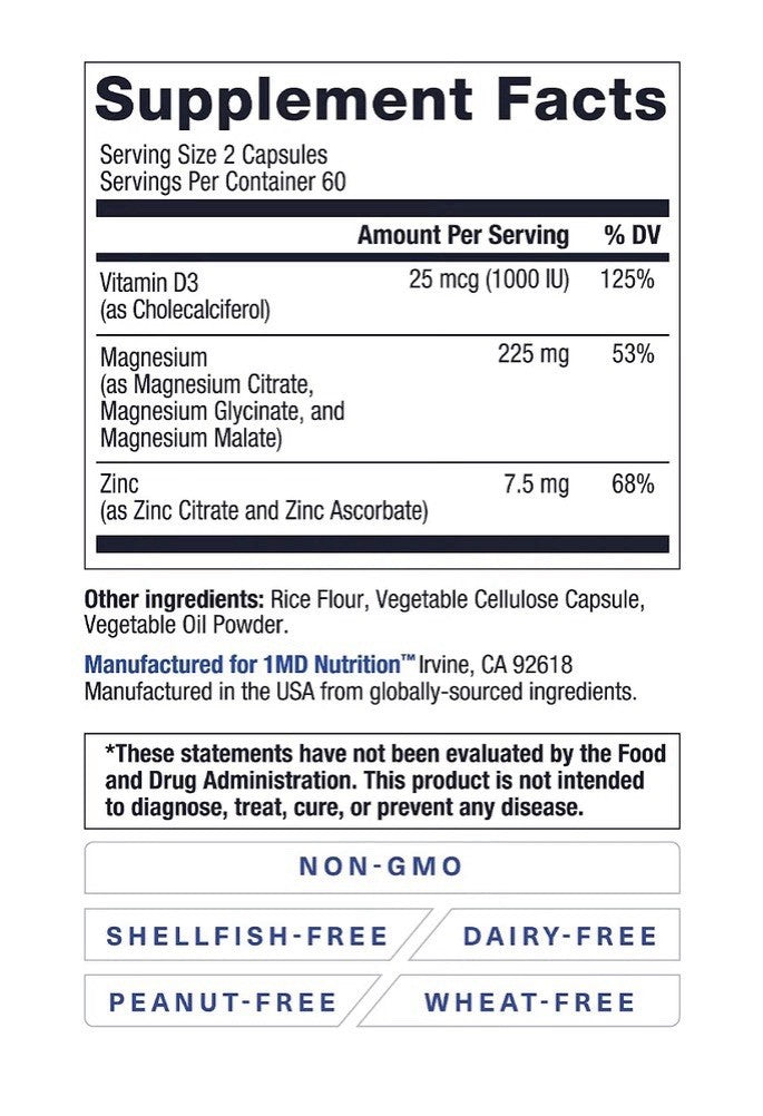 1MD Nutrition MagMD Plus with Zinc & D3 Promotes Heart Bone Cellular Health 120c