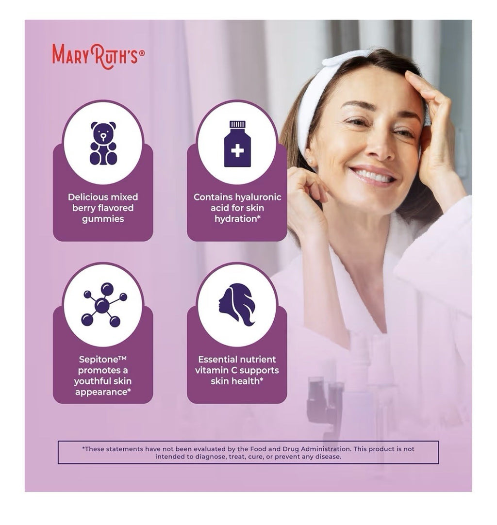 MaryRuth's Skin Restore + Renew Gummies With Hyaluronic Acid Skin Hydration 60g