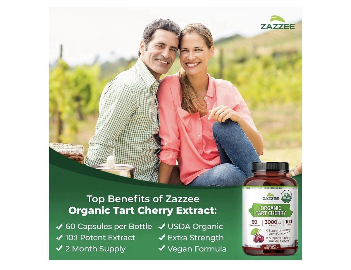 Zazzee Organic Tart Cherry Healthy Joints Function & Uric Acid levels 60 Capsule
