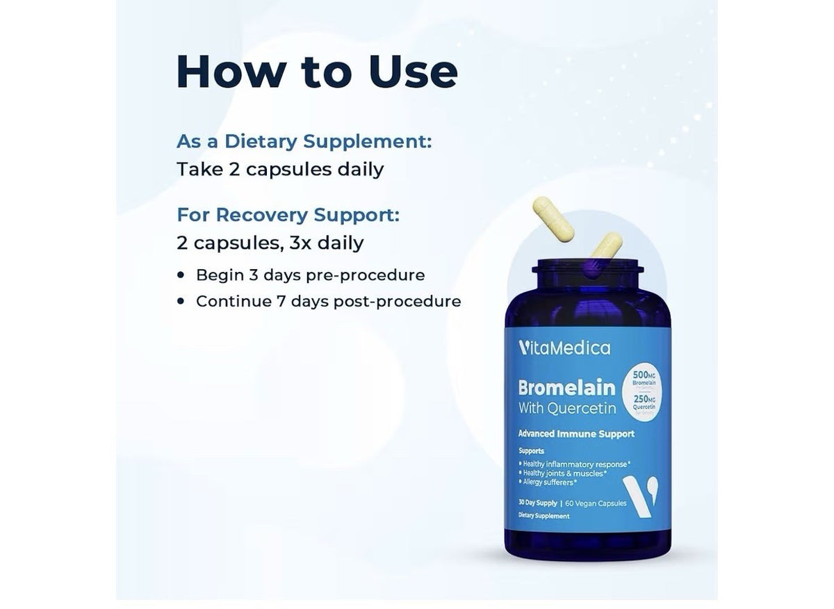 VitaMedica Bromelain & Quercetin Immune Support Joints Allergy Inflammatory 60ca