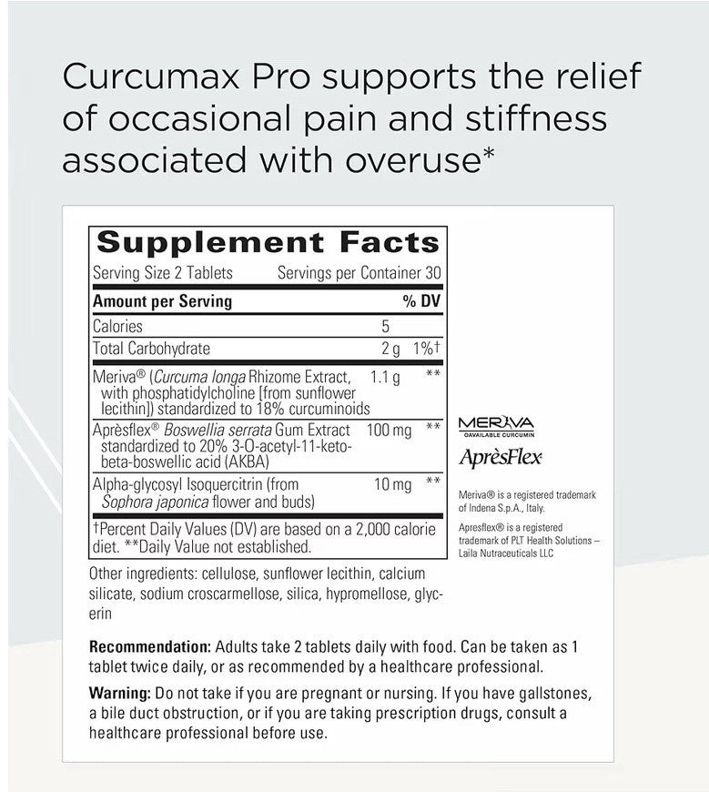 Integrative Therapeutics Curcumax Pro Movement Support Formula 60 Tablets