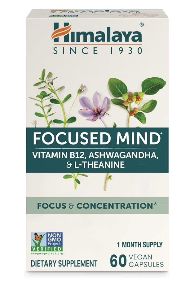 Himalaya Focused Mind Supplement Focus & Concentration Energy Support 60Capsules