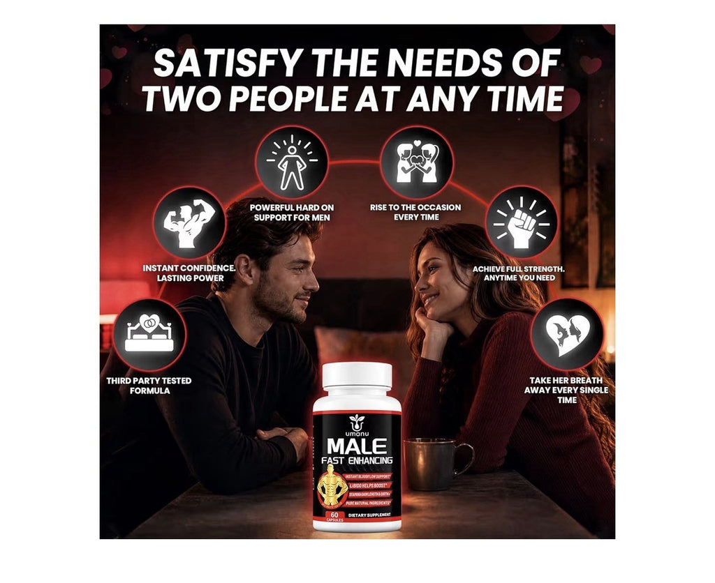 Umanu Male Fast Enhancing Blood Flow Stamina Gain Length Girth 60 Capsules