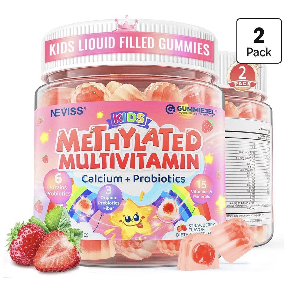 Nextdia Kids Methylated Multivitamin Gummies Calcium D3 K2 Probiotics 2 Pack