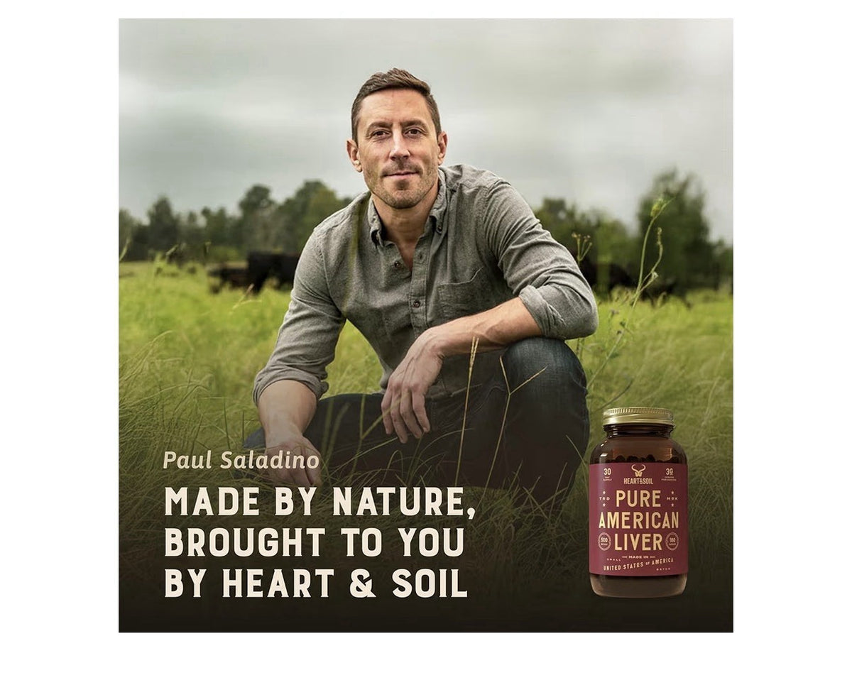 HEART & SOIL Pure American Liver Supplement Grass Fed Finished Beef Liver 180cap