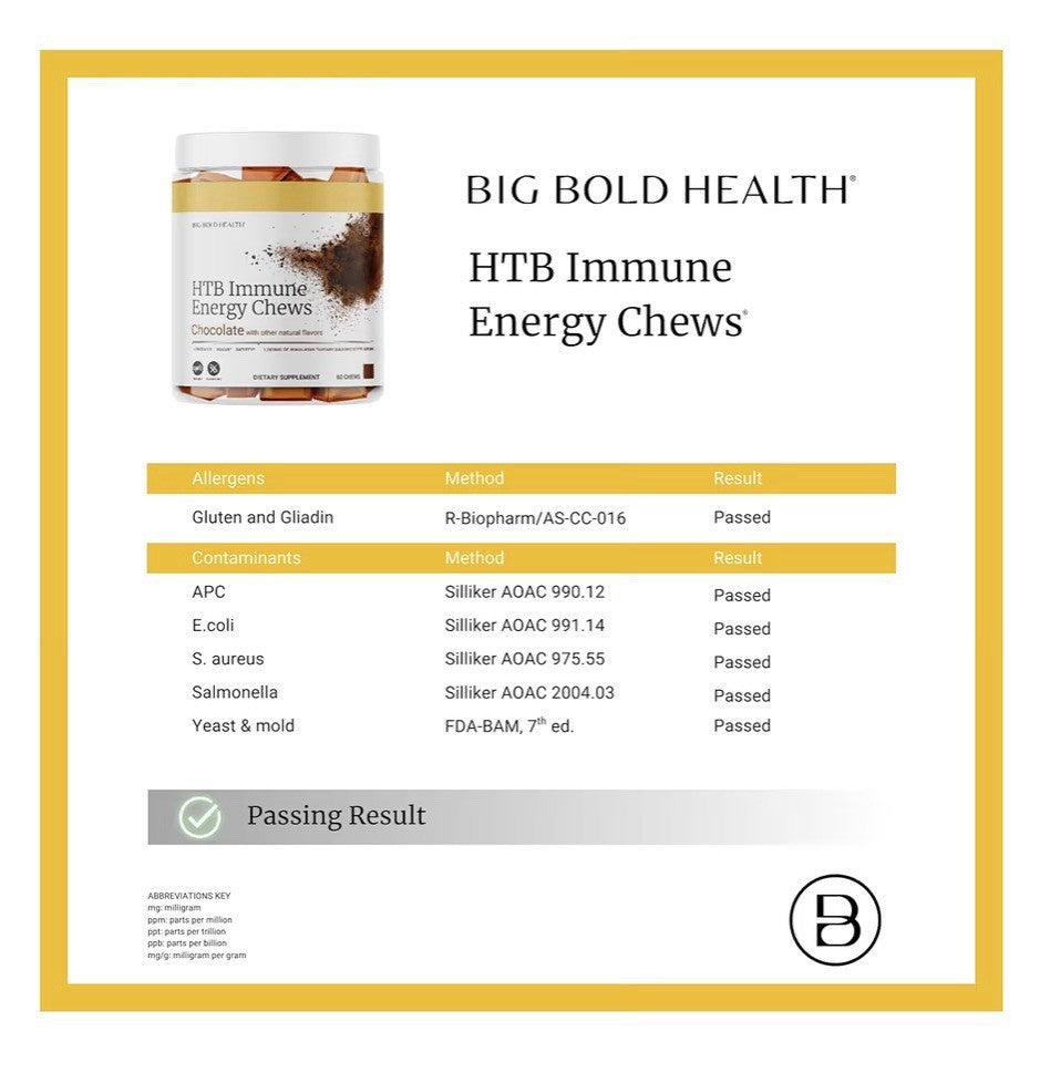 BIG BOLD HEALTH HTB Immune Energy Chews Organic Himalayan Tartary Chocolate 60ct