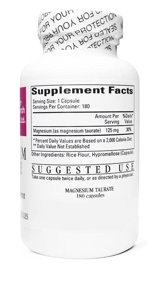 2 Pack Cardiovascular Research Magnesium Taurate 125 mg Supplement Total 360caps