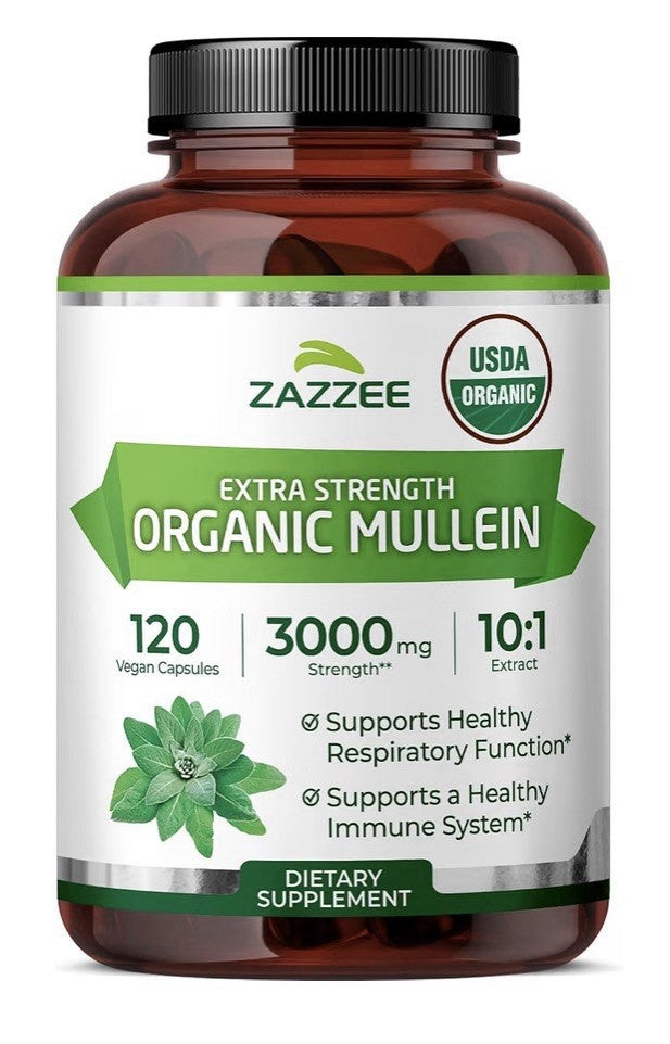 Zazzee Organic Mullein Leaf Support Healthy Respiratory Immune 4 Month Supply
