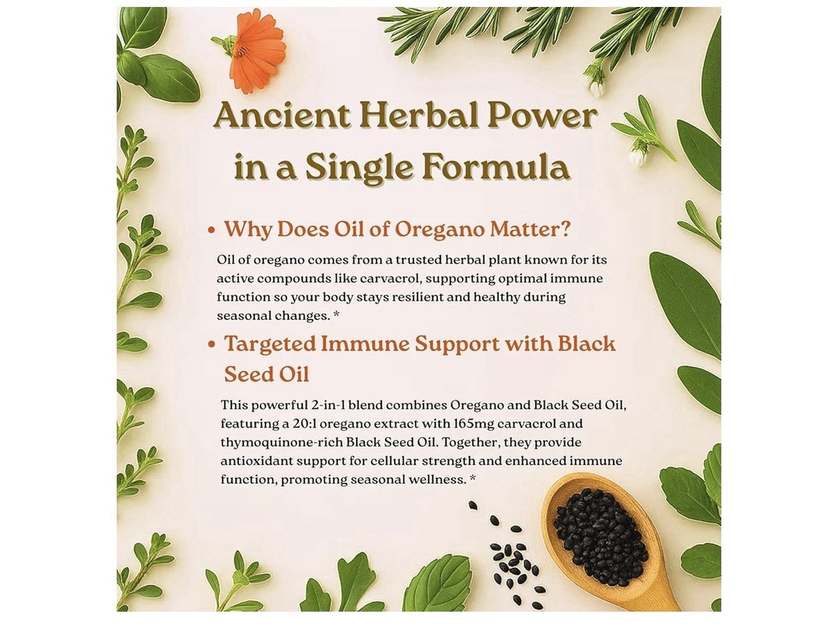 Micro Ingredients Oil of Oregano Herbal Extract With Black Seed Oil 300 Softgels