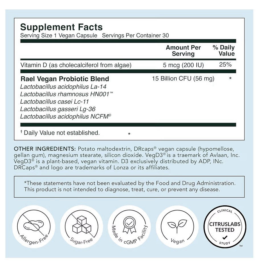 Rael Vaginal Health Probiotics Women pH Balance Supplement Immune Health 30 Caps