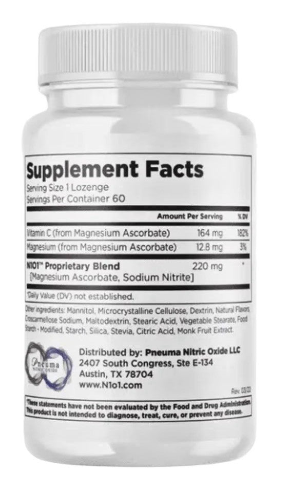 N1O1 Nitric Oxide Lozenges Nitric Oxide Supplement Daily Health 60 Lozenges