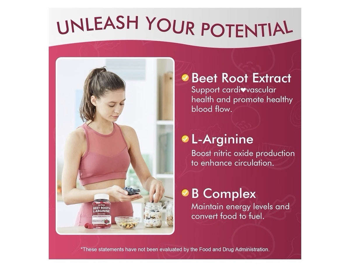Nextdia Beet Root Gummies +  L-Arginine Nitric Oxide Production 60 Gummies