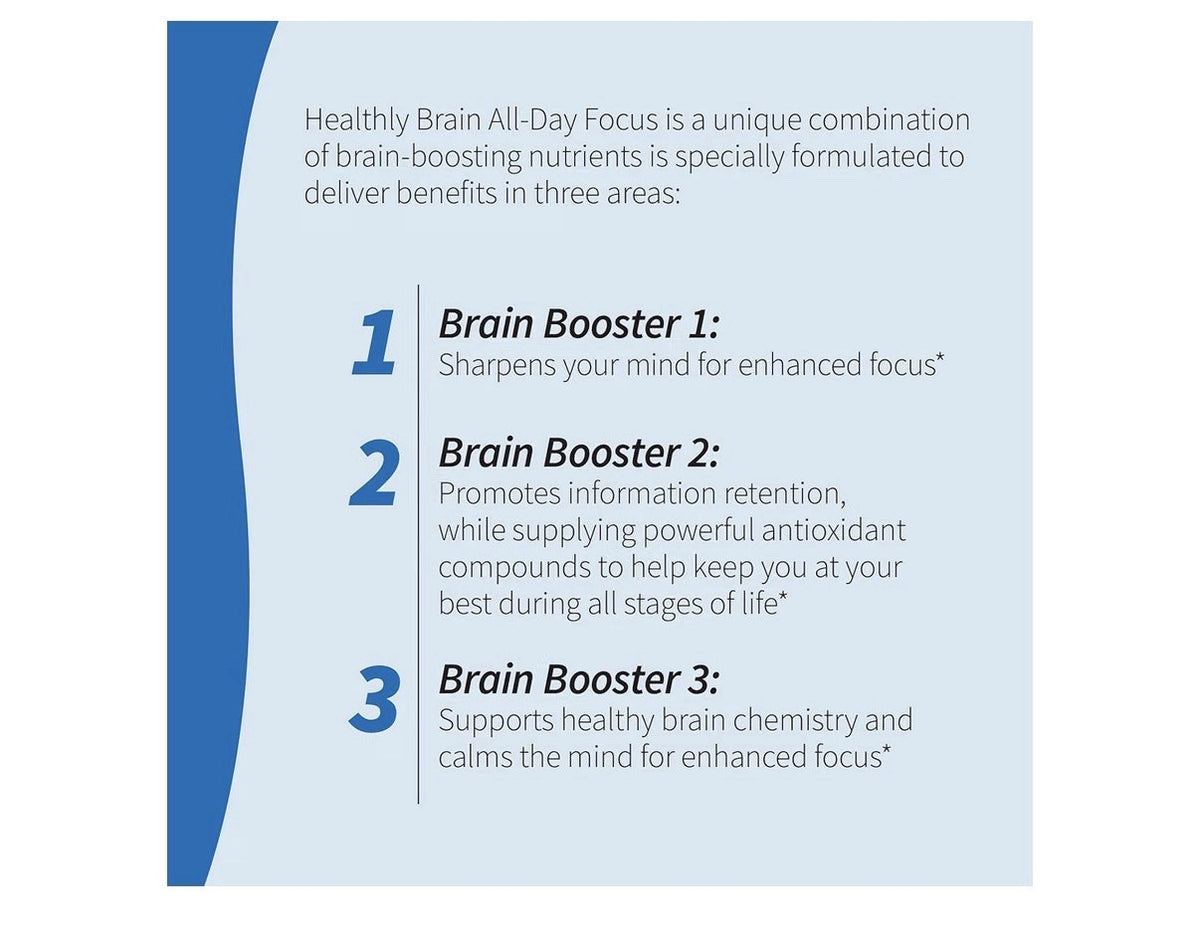 Applied Nutrition Healthy Brain All-Day Focus Memory Mental Clarity Calm 50 Tabs