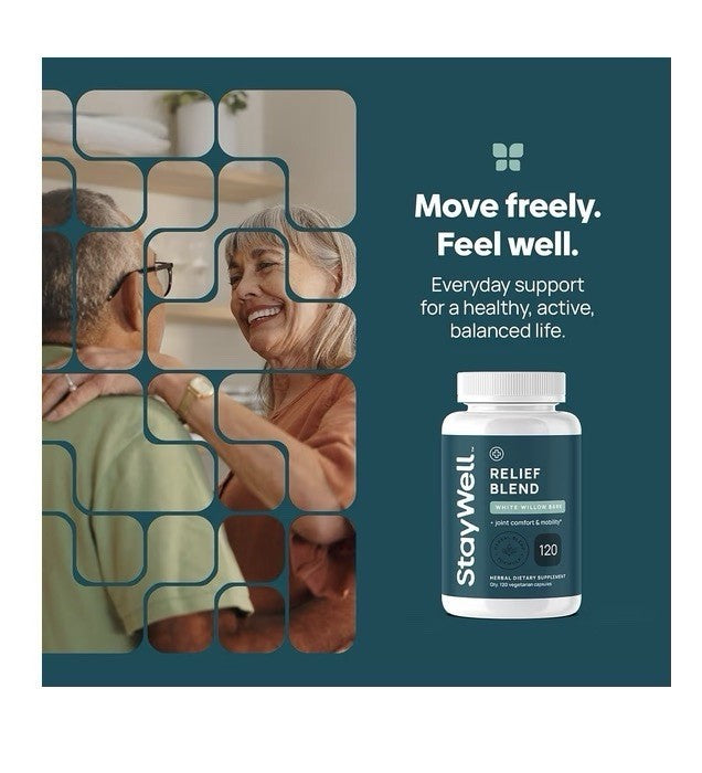 StayWell Relief Bled Pain Relief White Willow Bark Joint Comfort Mobility 120cap