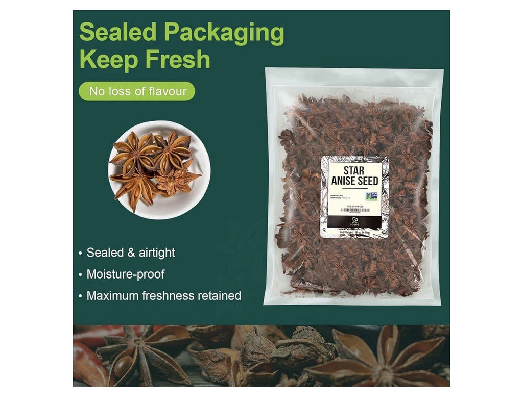 Soeos Star Anise Dried For Beverages Cooking Baking Whole Star Anise Seed 2Pound