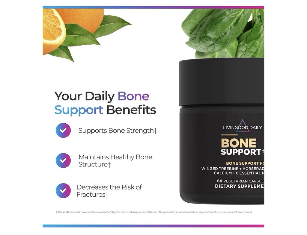 Livingood Daily Bone Support Calcium Supplement for Women and Men 60 Capsules