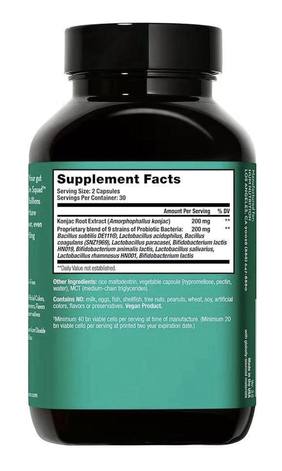 HUM Skin Squad Pre + Probiotics for Women and Men Skin Care Supplement 60calsule
