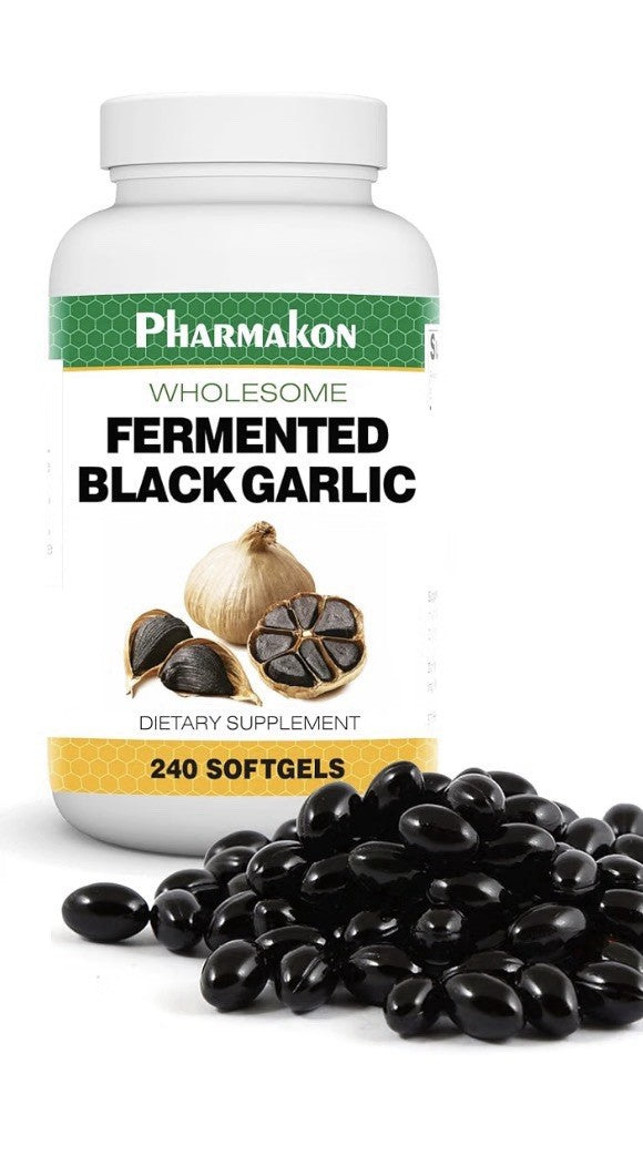 PHARMAKON Fermented Black Garlic Organic Black Aged Garlic Bioavailable 240sgel