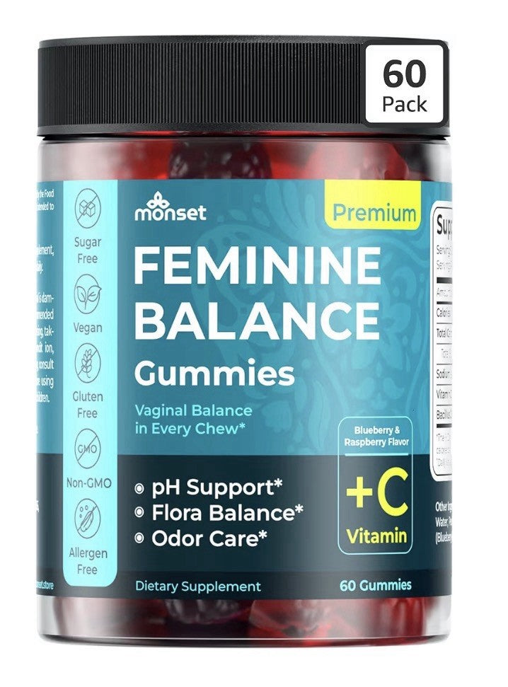 Monset Feminine Probiotic pH Balance Freshness Flora Odor Support 60 Gummies