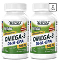 2 Pack DEVA Vegan Omega-3 DHA-EPA 500MG No Carrageenan Non-Fish Oil