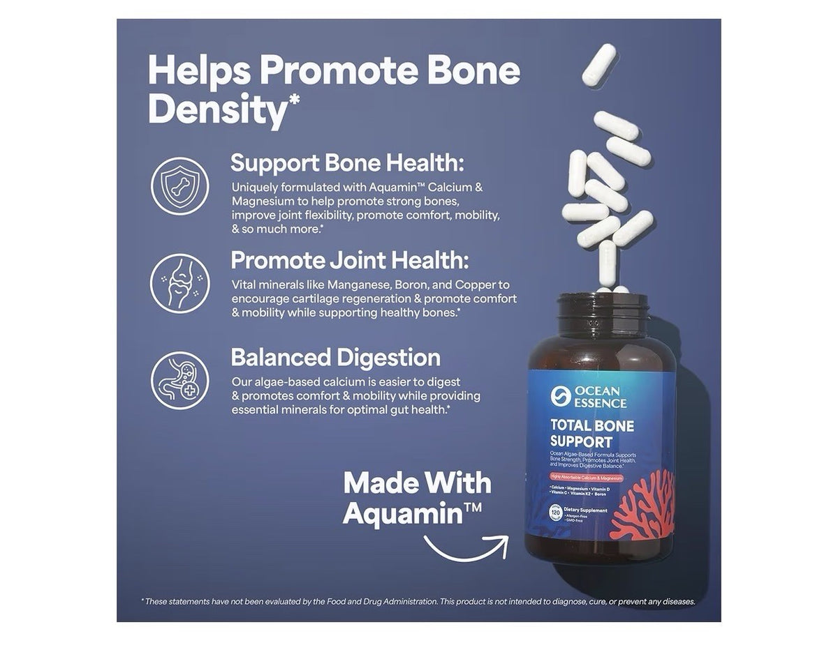 OCEAN ESSENCE Total Bone Support Plant-Based Algae Calcium Supplement 120capsule