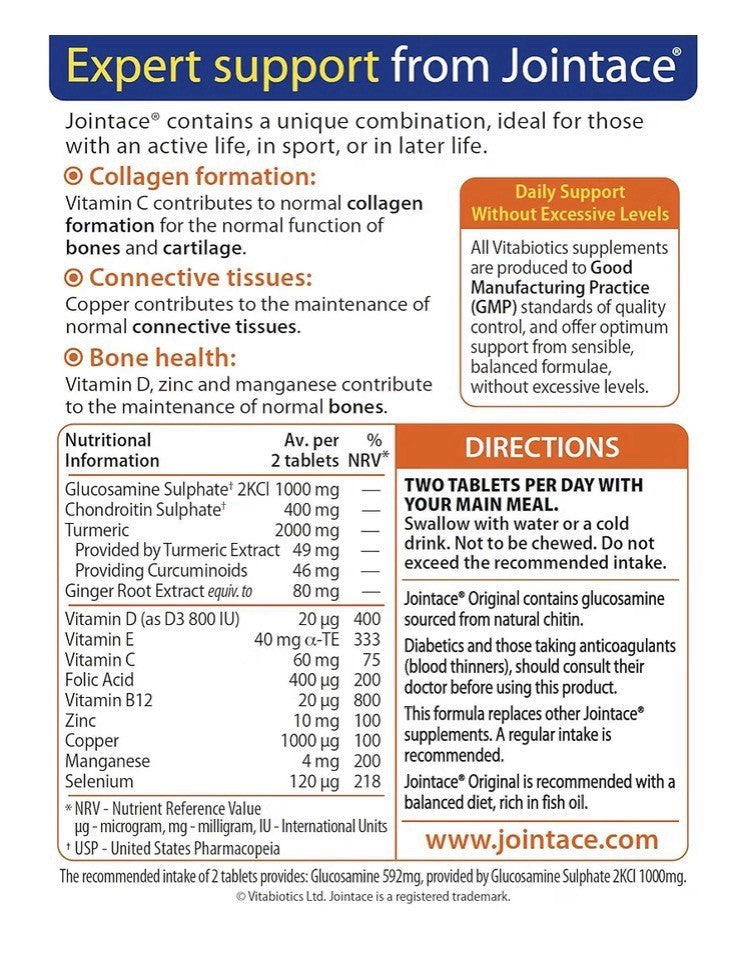 Vitabiotics Jointace Glucosamine Tumeric Chondroitin Origional 90 Tablets