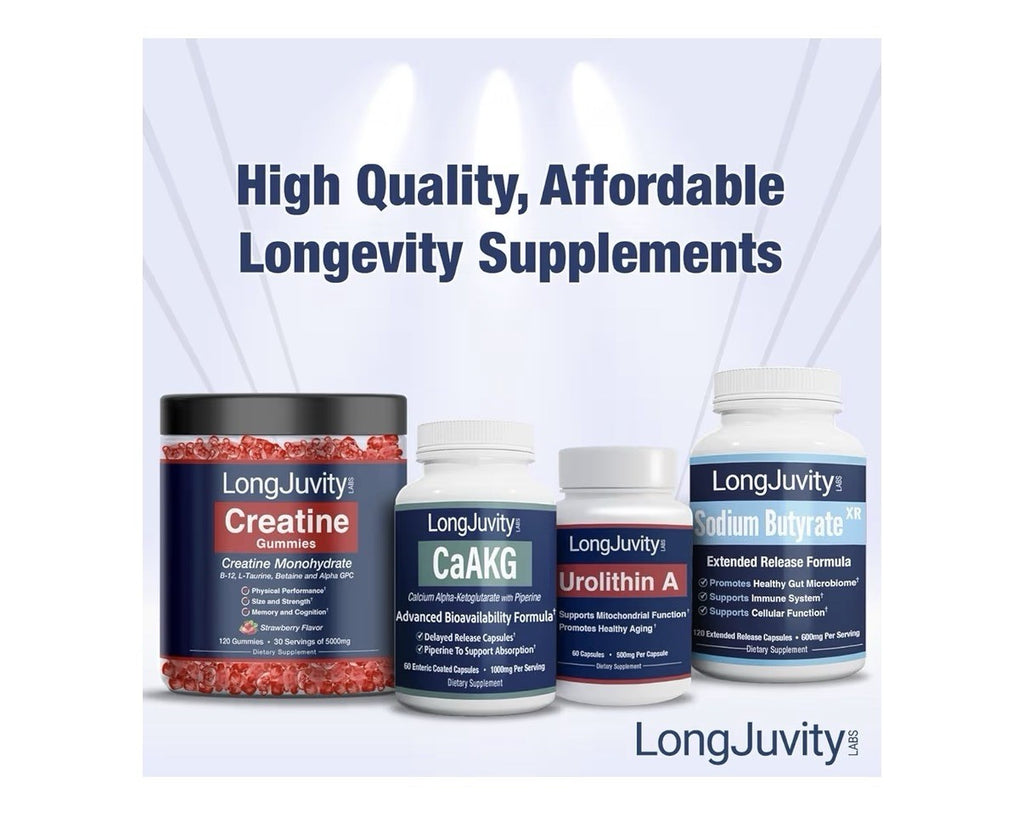 LongJuvity Sodium Butyrate Supplement 300mg Gut Health For Women, Men 120capsule