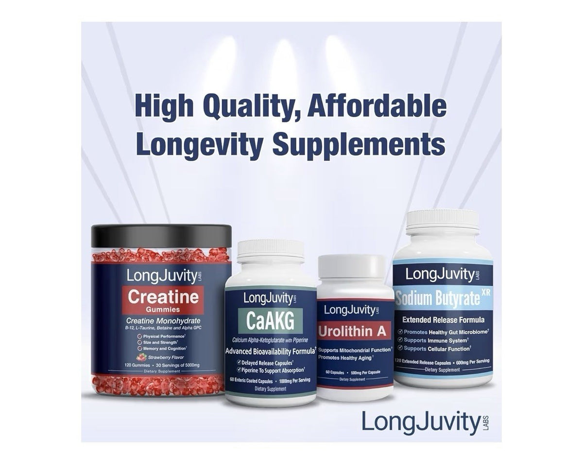 LongJuvity Sodium Butyrate Supplement 300mg Gut Health For Women, Men 120capsule