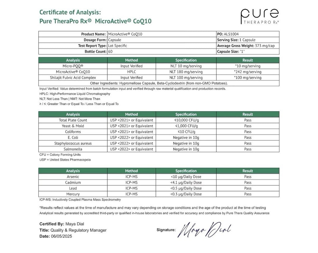 Pure Therapro Rx MicroActive CoQlO Enhanced with MicroPQQ 60 Capsules