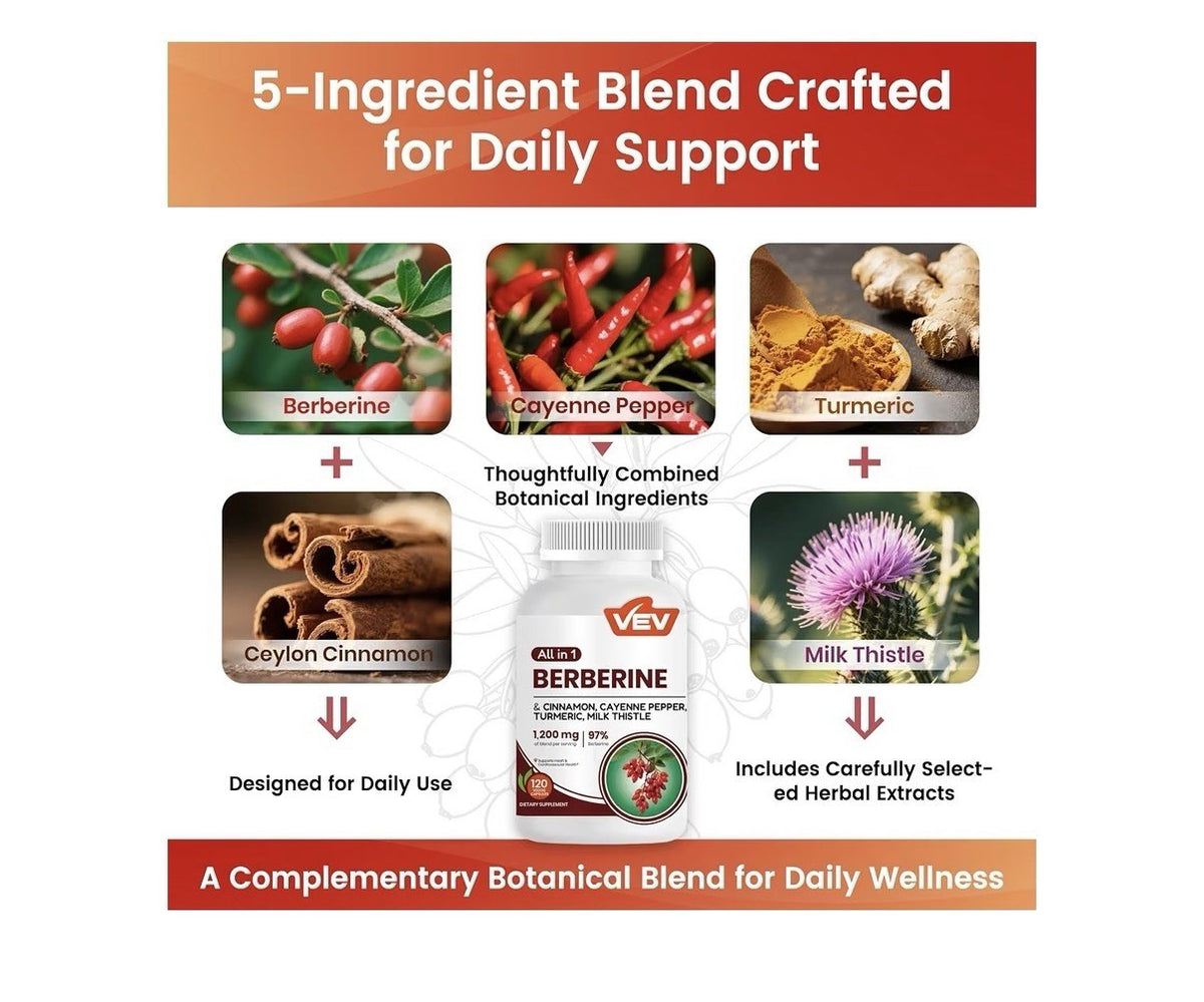 VEV Berberine with Ceylon Cinnamon Turmeric Heart Cardiovascular Support 2 Pack